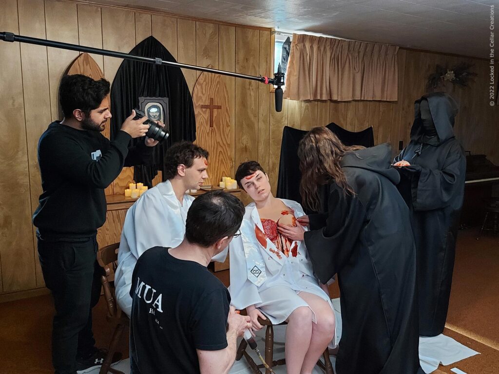 BTS of the breast cutting scene in "Invited"