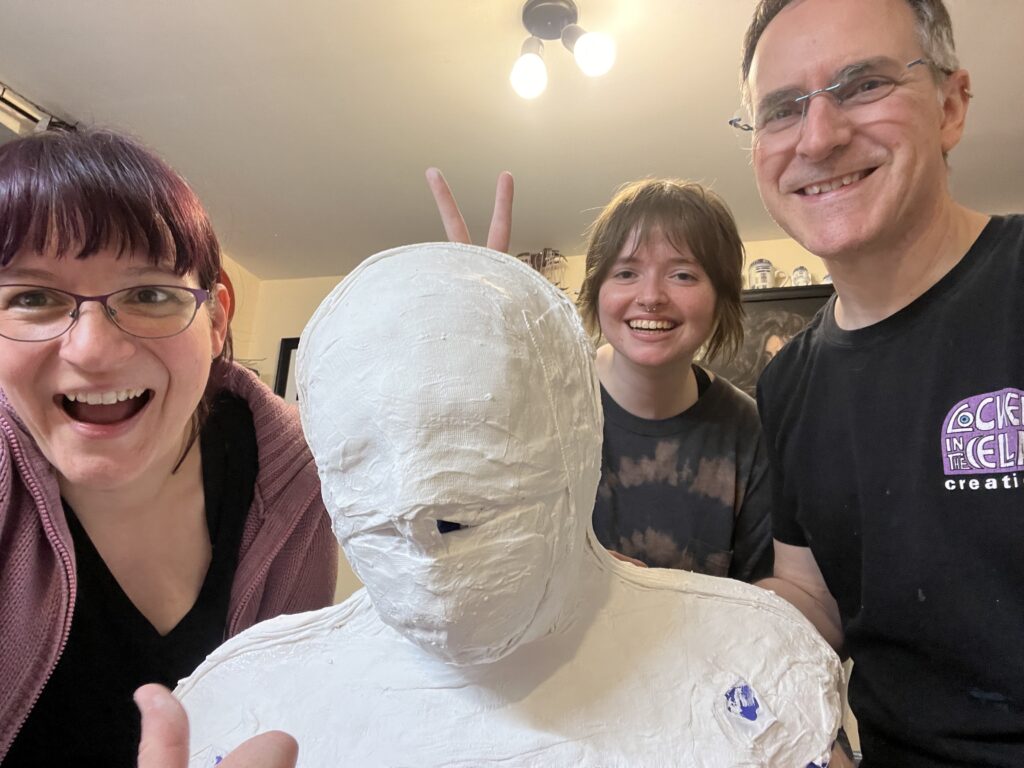 The Locked in the Cellar team working on a life cast for Greed & Gore - the Feature. 